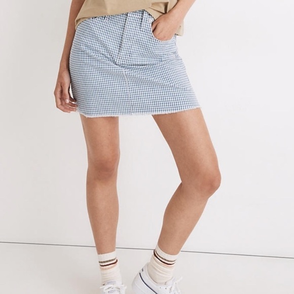 Madewell Stretch Straight gingham denim skirt - Picture 1 of 10